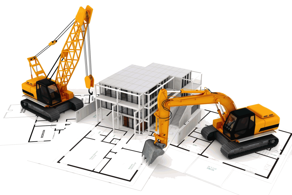 Construction with blueprints